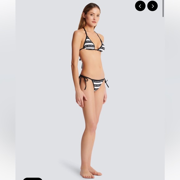 BALMAIN***Black + White Logo Striped String Bikini Set**XS, Sm., Large***$570 - Picture 3 of 13